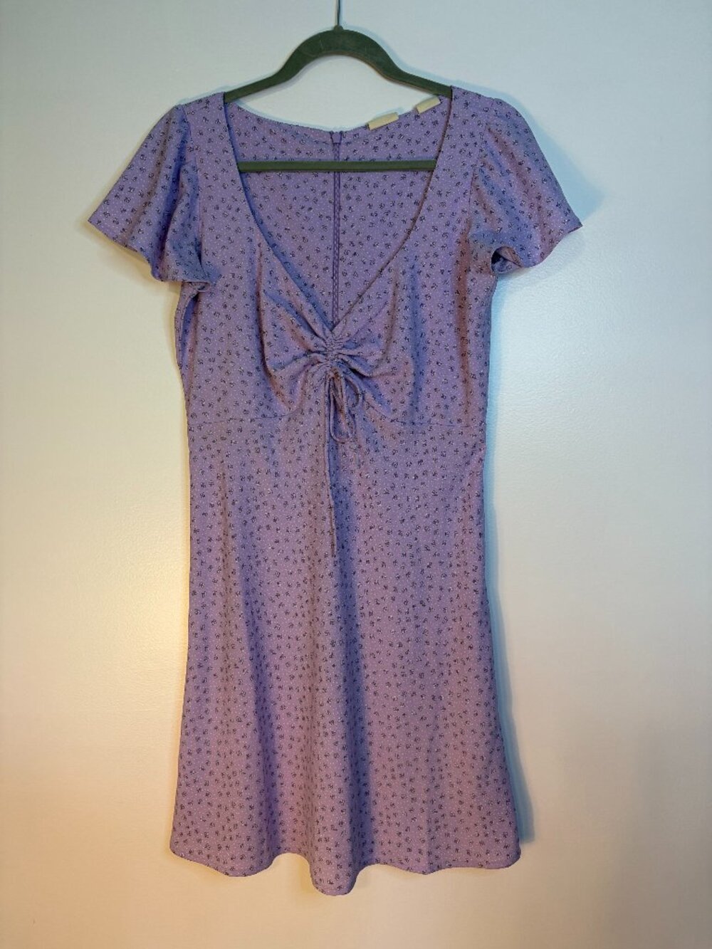 Levi's Skylar Flutter Sleeve Purple Floral Pattern Mini Dress